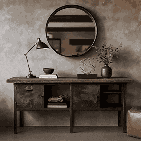 Escritorio Industrial Vintage en Madera y Metal
