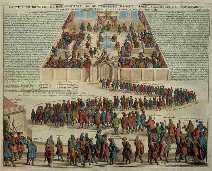 Grabado del Parlamento Escocés - Atlas Historique de Abraham Châtelain. 1708