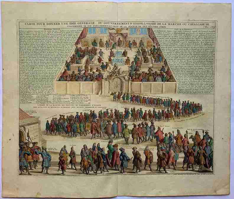 Grabado del Parlamento Escocés - Atlas Historique de Abraham Châtelain. 1708