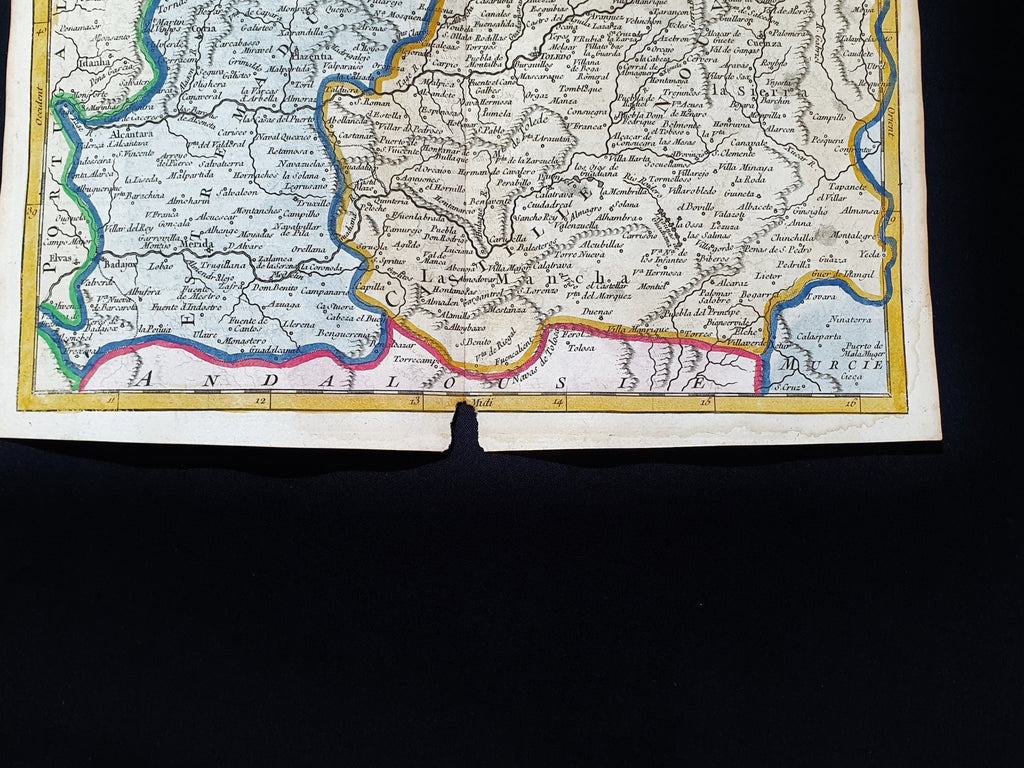 Mapa del sur de las regiones de Castilla, Extremadura, León y Castilla la Nueva. 1721-1750