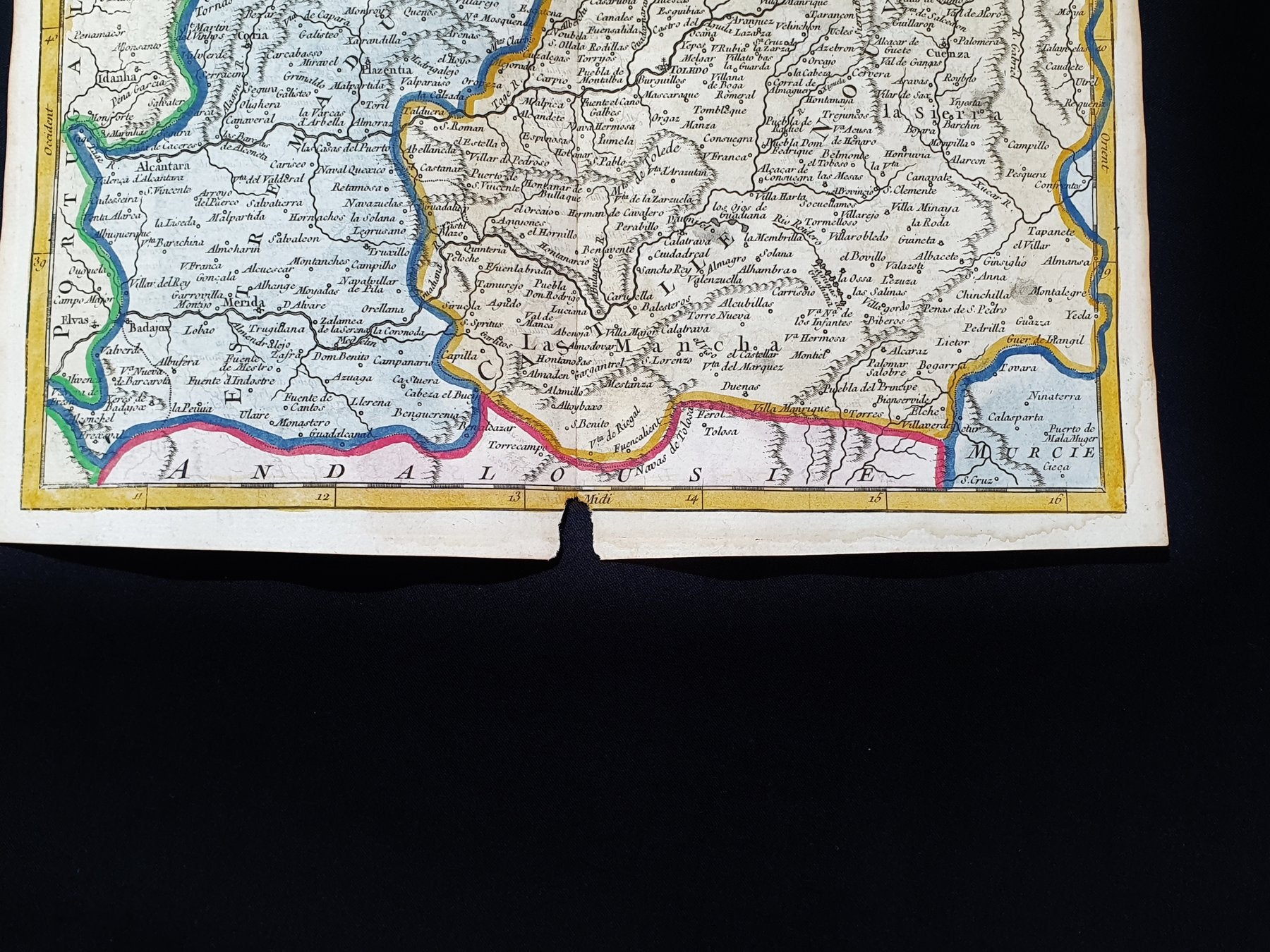 Mapa del sur de las regiones de Castilla, Extremadura, León y Castilla la Nueva. 1721-1750