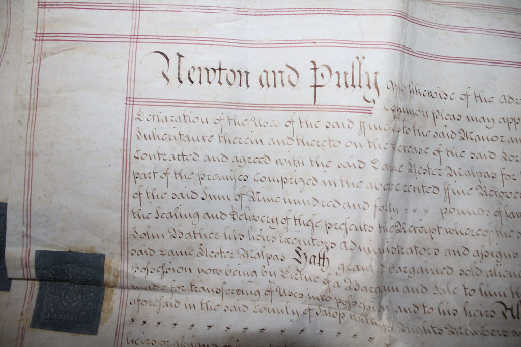 Pergamino Histórico de 1764: Newton & Pully - Documento Auténtico - 1764