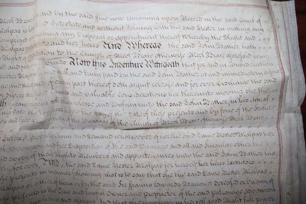 Pergamino Histórico de 1764: Newton & Pully - Documento Auténtico - 1764