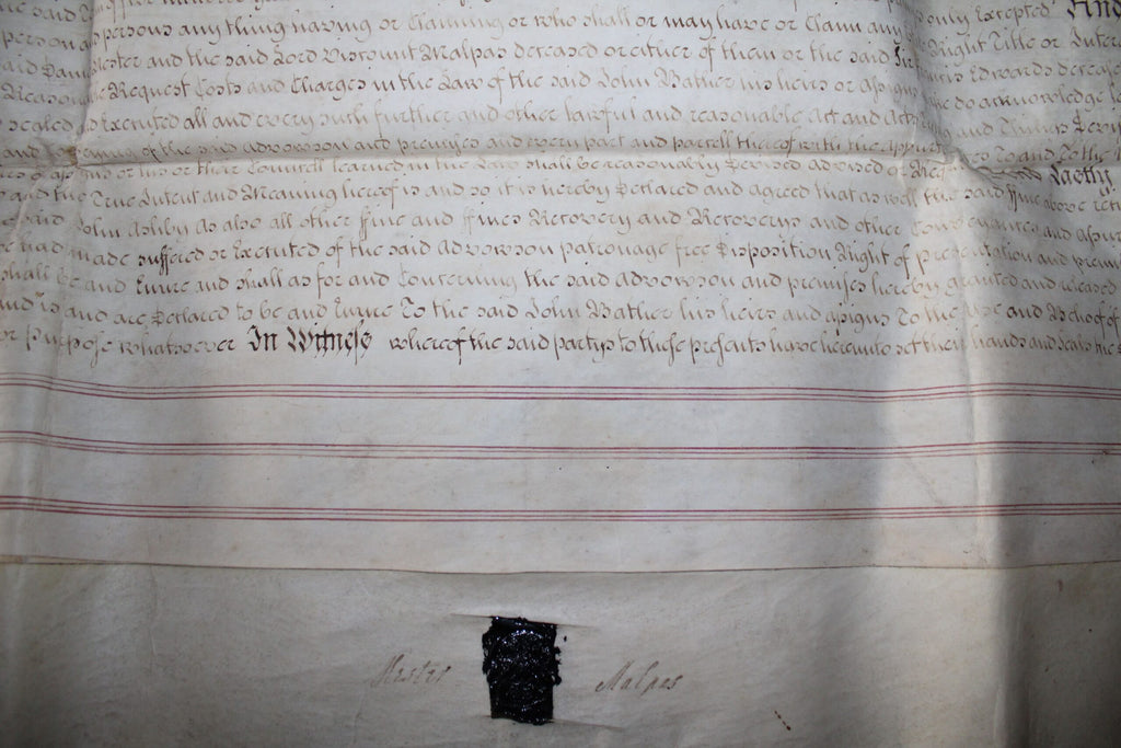 Pergamino Histórico de 1764: Newton & Pully - Documento Auténtico - 1764