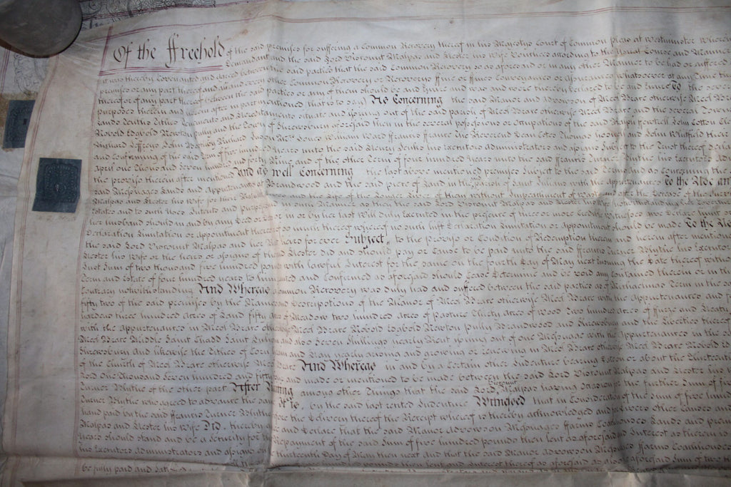 Pergamino Histórico de 1764: Newton & Pully - Documento Auténtico - 1764