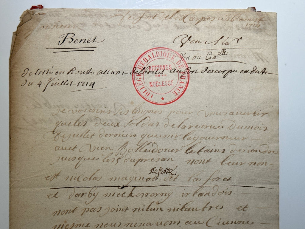 Charles Bennet, primer conde de Tankerville 5 cartas autógrafas y firmadas a Monsieur Pettatier en París. 1714