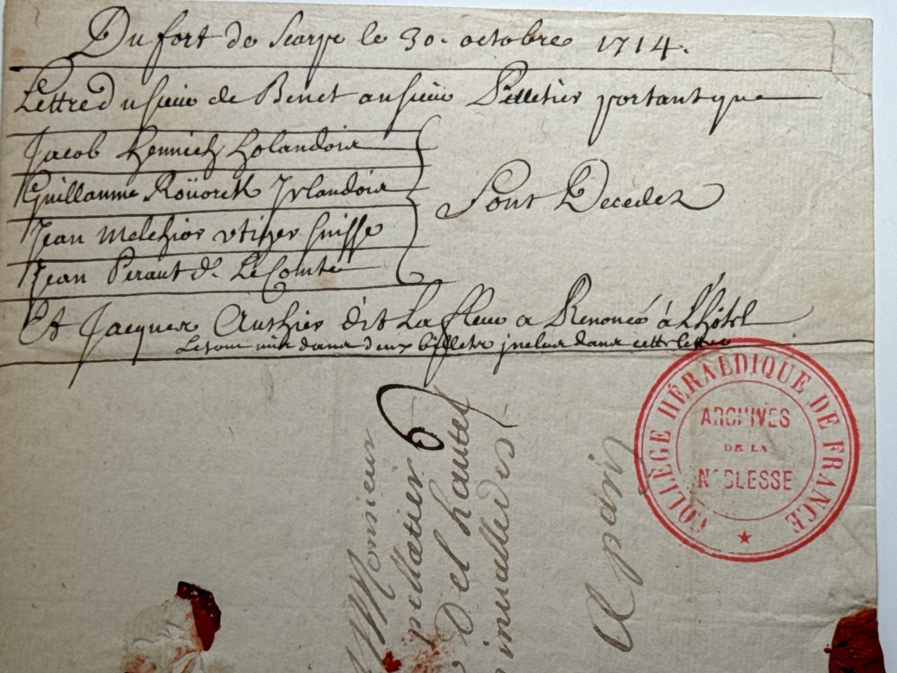 Charles Bennet, primer conde de Tankerville 5 cartas autógrafas y firmadas a Monsieur Pettatier en París. 1714