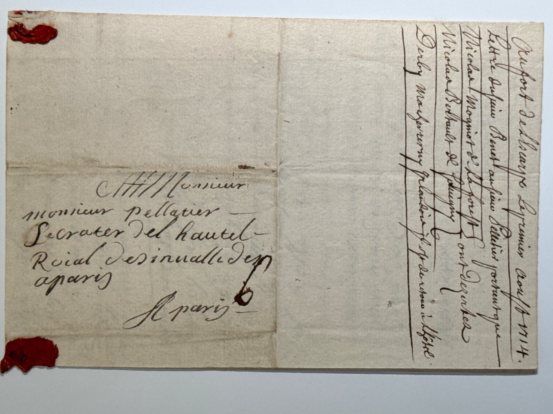 Charles Bennet, primer conde de Tankerville 5 cartas autógrafas y firmadas a Monsieur Pettatier en París. 1714