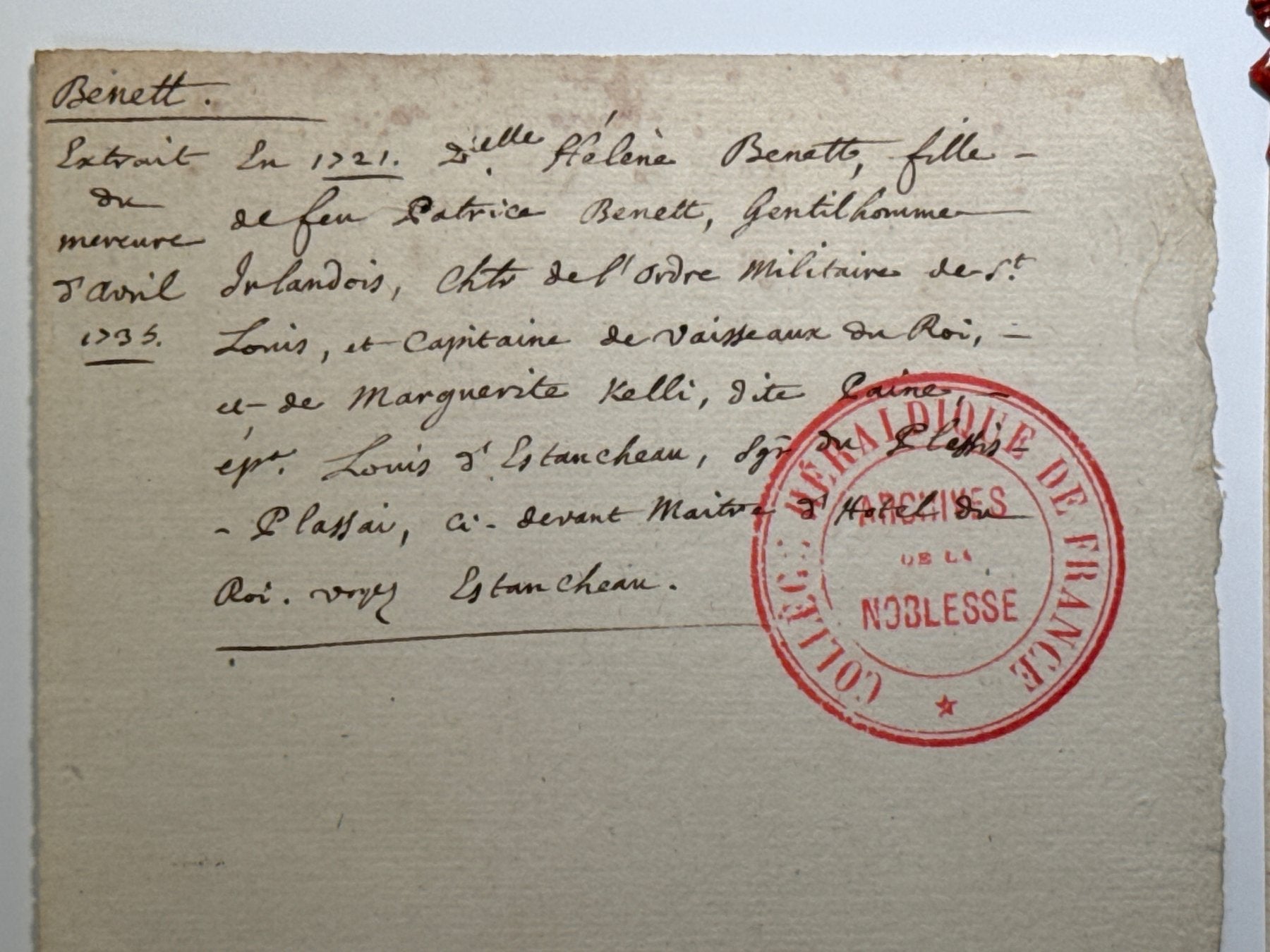 Charles Bennet, primer conde de Tankerville 5 cartas autógrafas y firmadas a Monsieur Pettatier en París. 1714