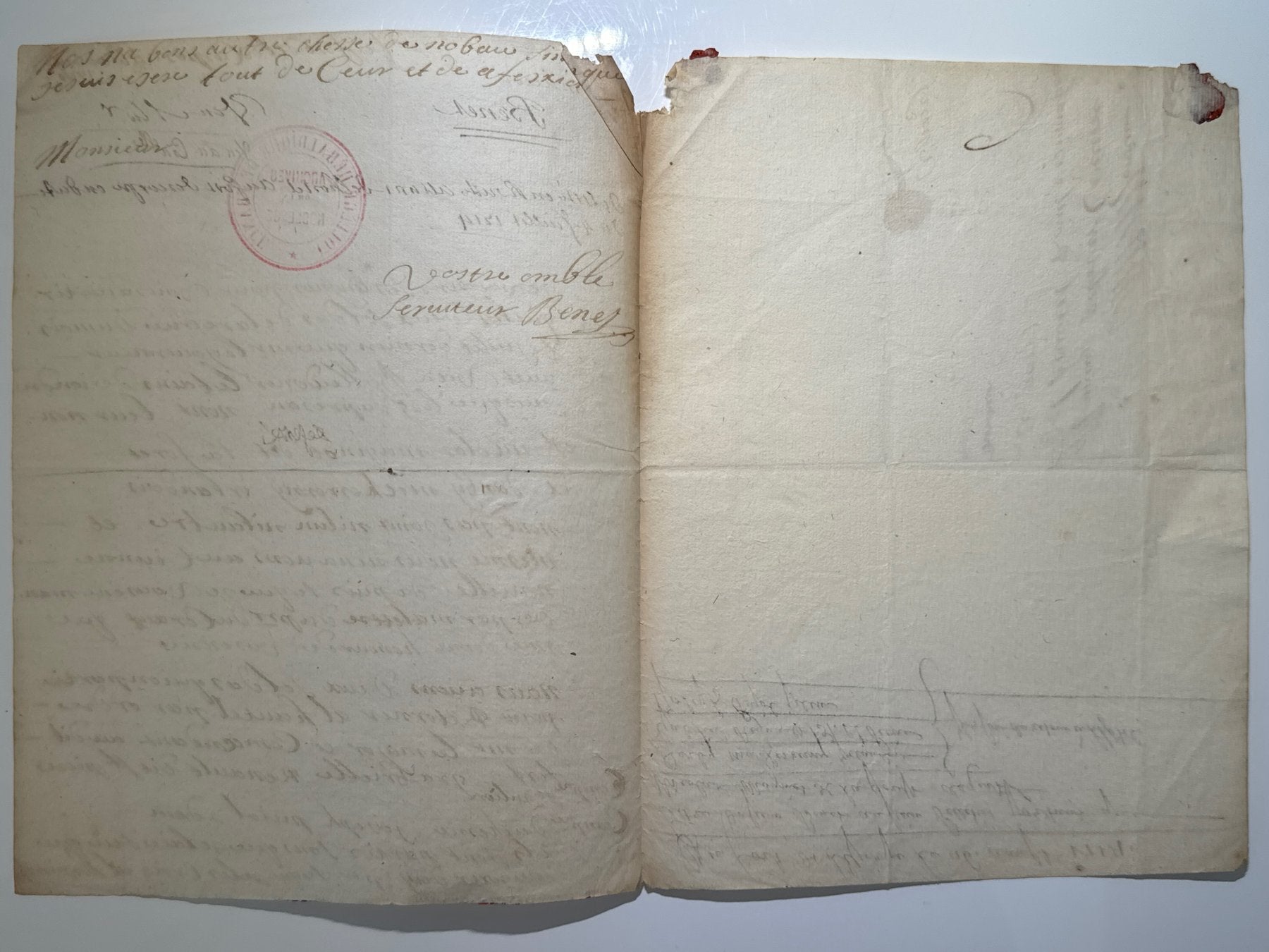 Charles Bennet, primer conde de Tankerville 5 cartas autógrafas y firmadas a Monsieur Pettatier en París. 1714