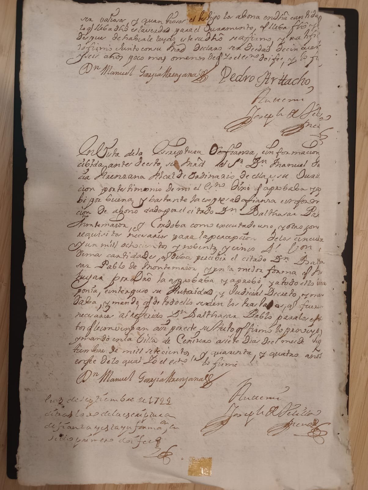 Manuscrito Histórico de Cartagena, Año 1722