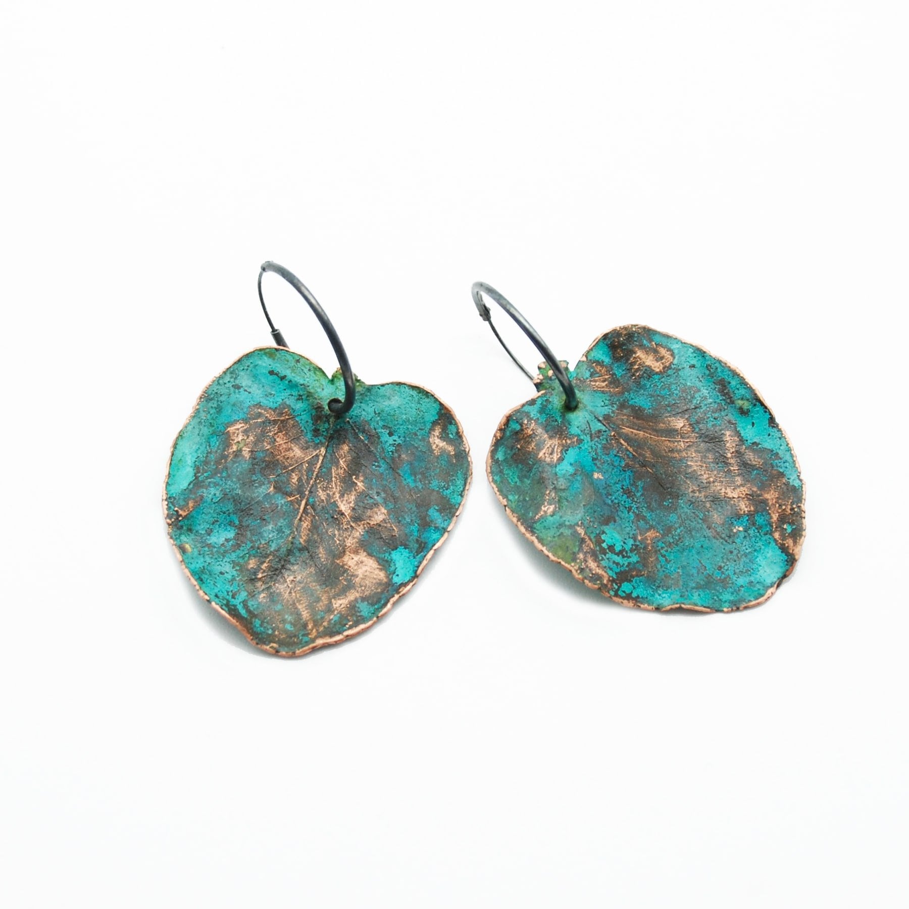 Pendientes de Cobre y Plata Hojas de Anna Canal