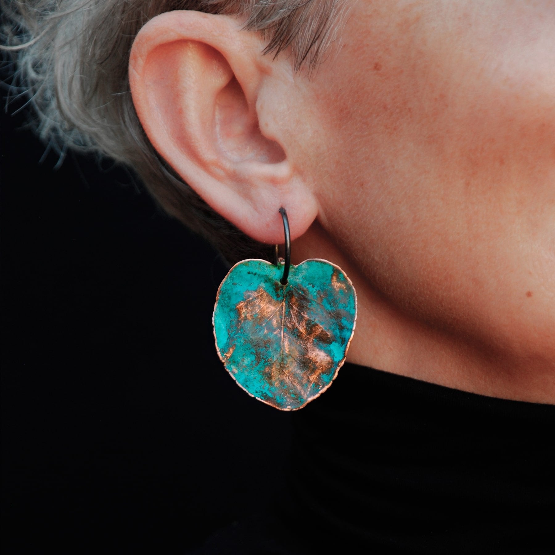 Pendientes de Cobre y Plata Hojas de Anna Canal