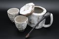 Handmade Rustic White Enamel Tea Set by Oleksandr Barabanov and Halyna Kanyuka. Ukraine