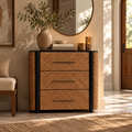Cómoda Havana Weave de madera maciza de mango y ratán — 3 cajones
