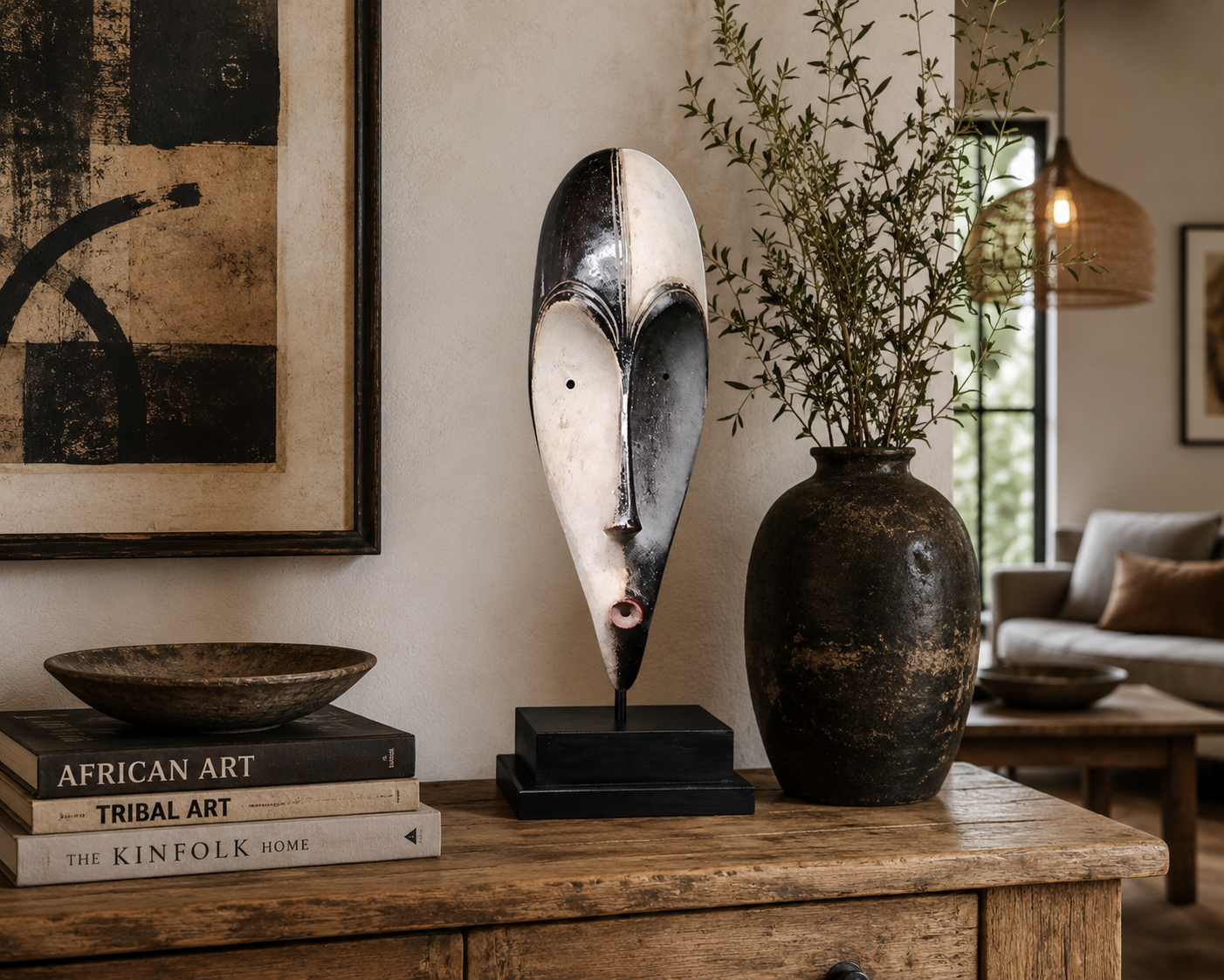 Máscara Fang Ngil Auténtica de Gabón | Arte Tribal Africano Tallado a Mano | Escultura Étnica Vintage | Decoración Boho de Lujo