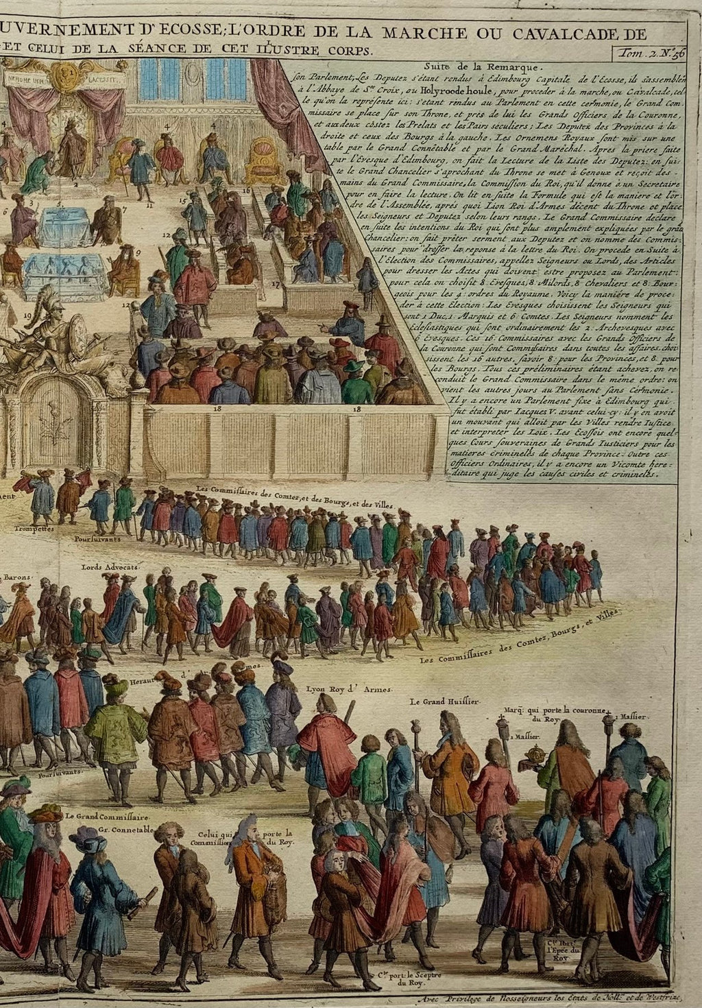 Engraving of the Scottish Parliament - Atlas Historique by Abraham Châtelain. 1708