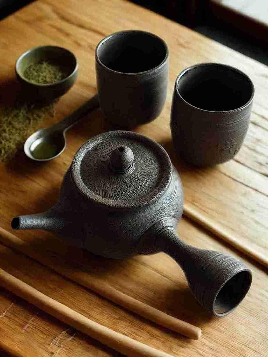 Juego de Té de Autor en Cerámica Negra de Radenko Adnadj