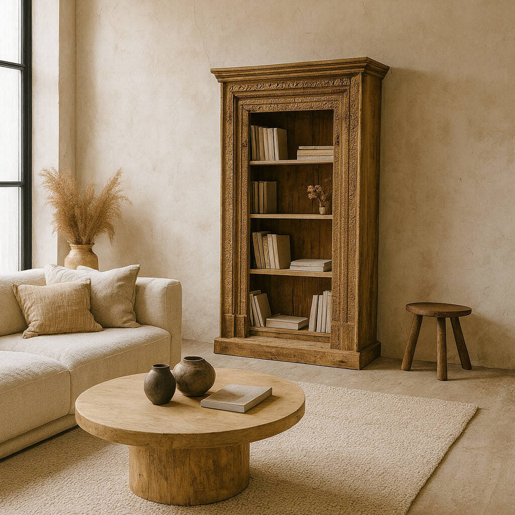 Estanteria Vintage de Teca natural Tallada a Mano