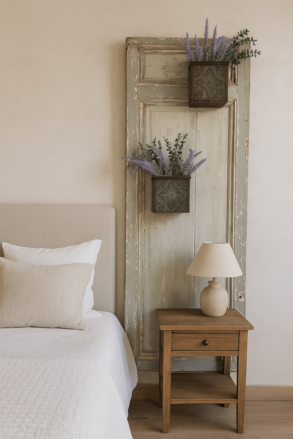 Antique French door with bronze planters – 19th century