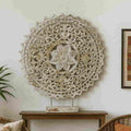 Mandala de madera tallada a mano – Pieza única de la India