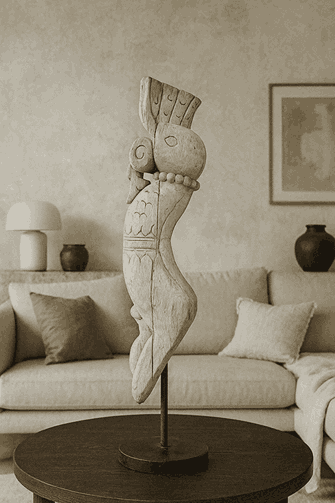 Escultura de Madera Tallada – "Dragón de Madera" (India, Vintage)