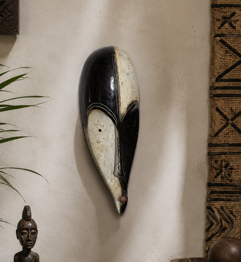 Máscara Fang Ngil Auténtica de Gabón | Arte Tribal Africano Tallado a Mano | Escultura Étnica Vintage | Decoración Boho de Lujo