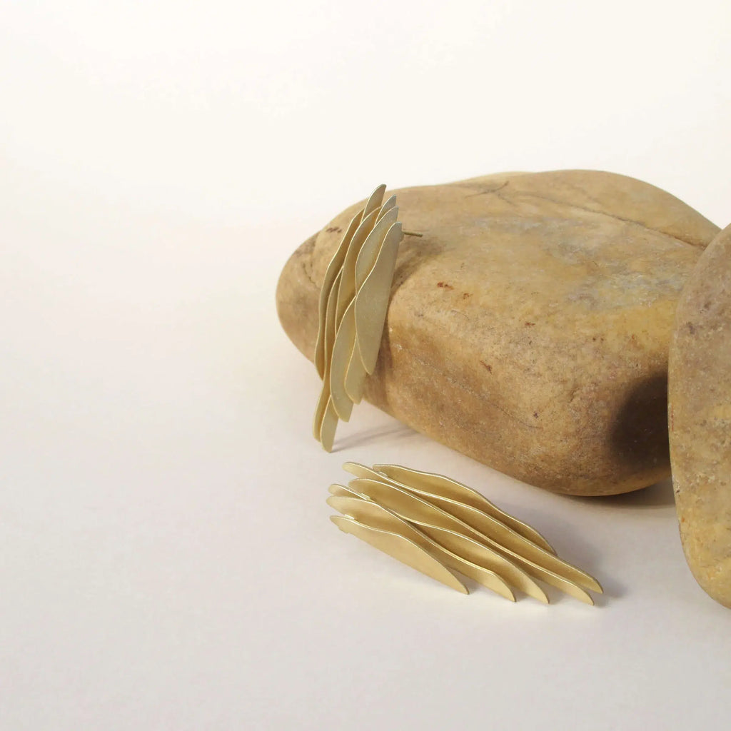 Pendientes Naroa en Oro 18K – Diseño Orgánico Artesanal Hecho en España