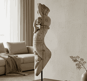 Escultura de Madera Tallada – "Dragón de Madera" (India, Vintage)
