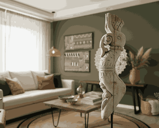 Escultura de Madera Tallada – "Dragón de Madera" (India, Vintage)