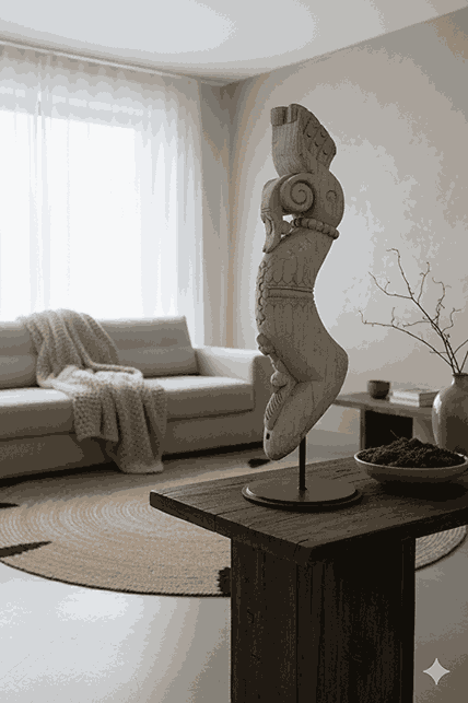 Escultura de Madera Tallada – "Dragón de Madera" (India, Vintage)