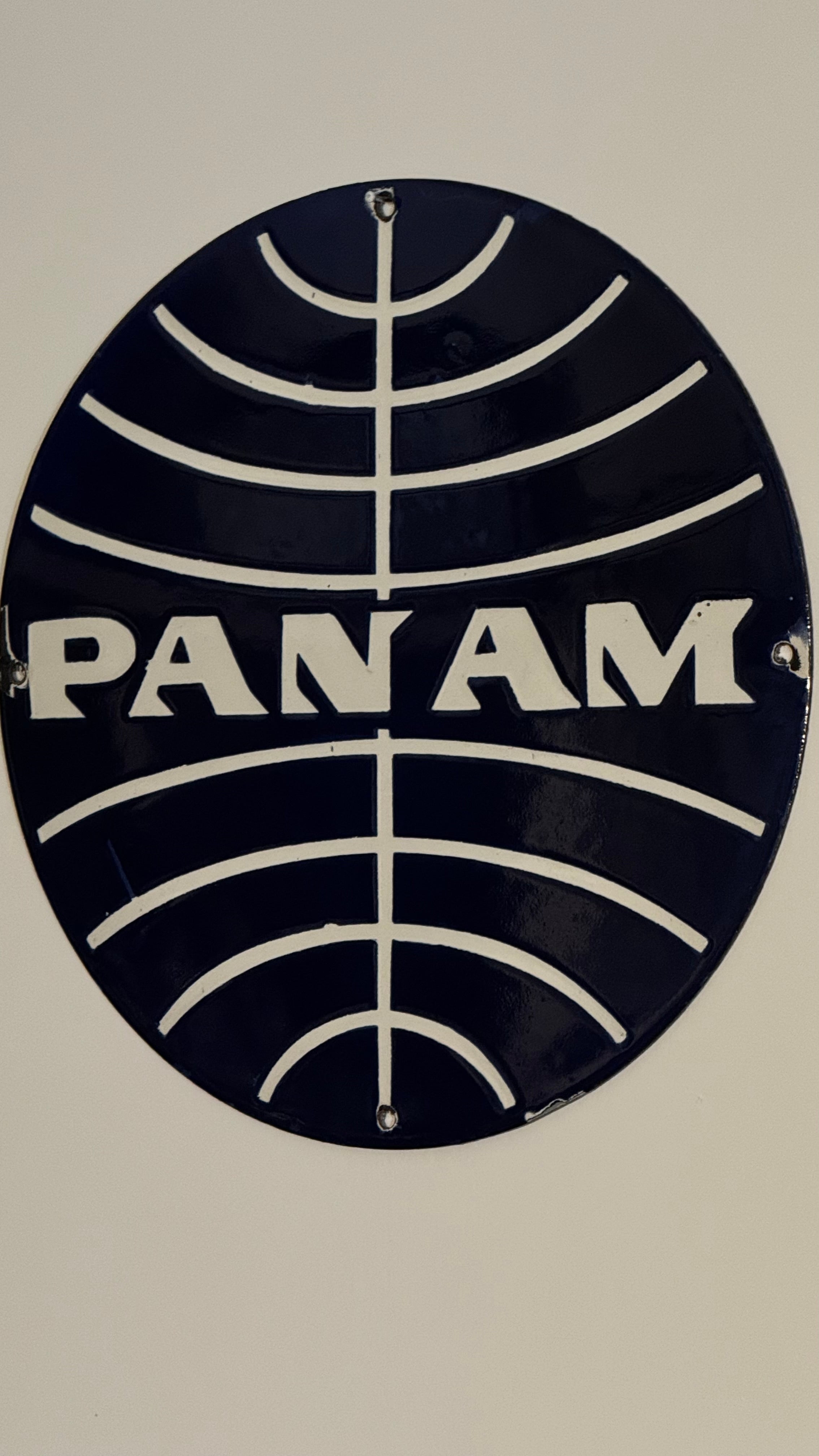 Placa Esmaltada PAN AM Vintage | Cartel Publicitario Original de Pan American Airways | Decoración Retro Aeronáutica
