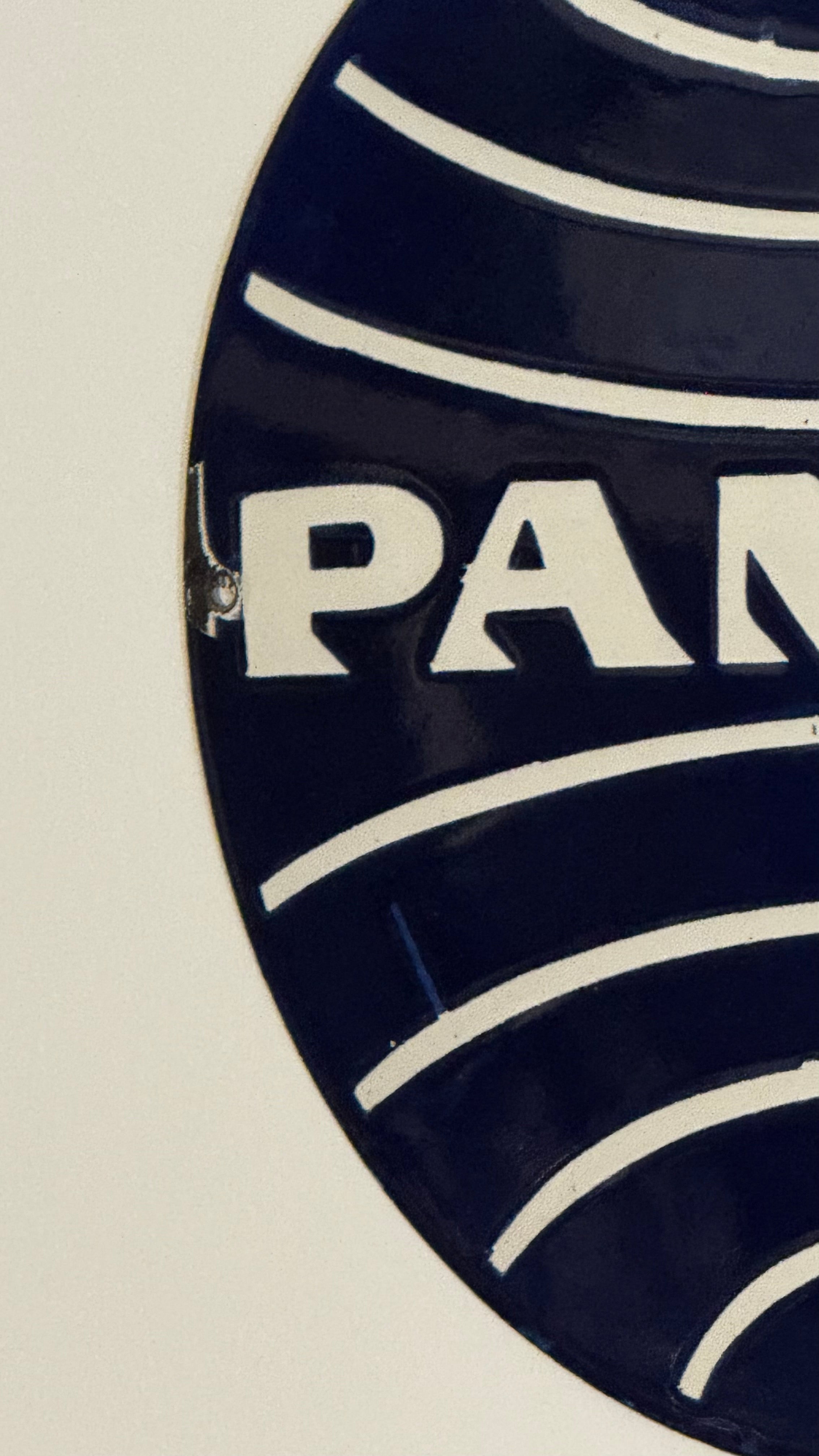 Placa Esmaltada PAN AM Vintage | Cartel Publicitario Original de Pan American Airways | Decoración Retro Aeronáutica