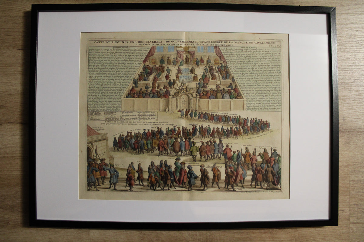Engraving of the Scottish Parliament - Atlas Historique by Abraham Châtelain. 1708