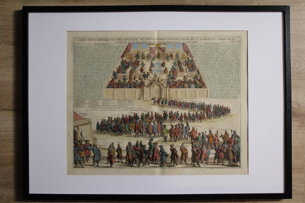 Engraving of the Scottish Parliament - Atlas Historique by Abraham Châtelain. 1708