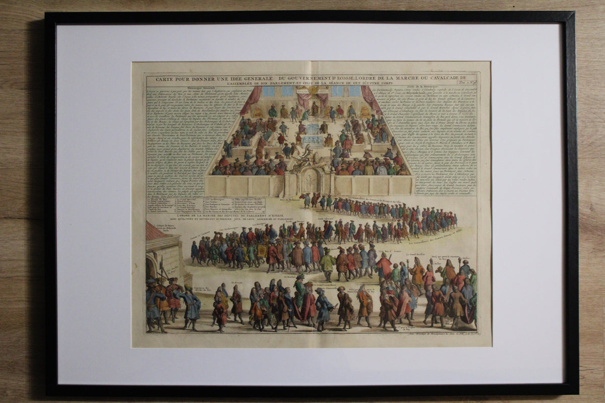 Engraving of the Scottish Parliament - Atlas Historique by Abraham Châtelain. 1708