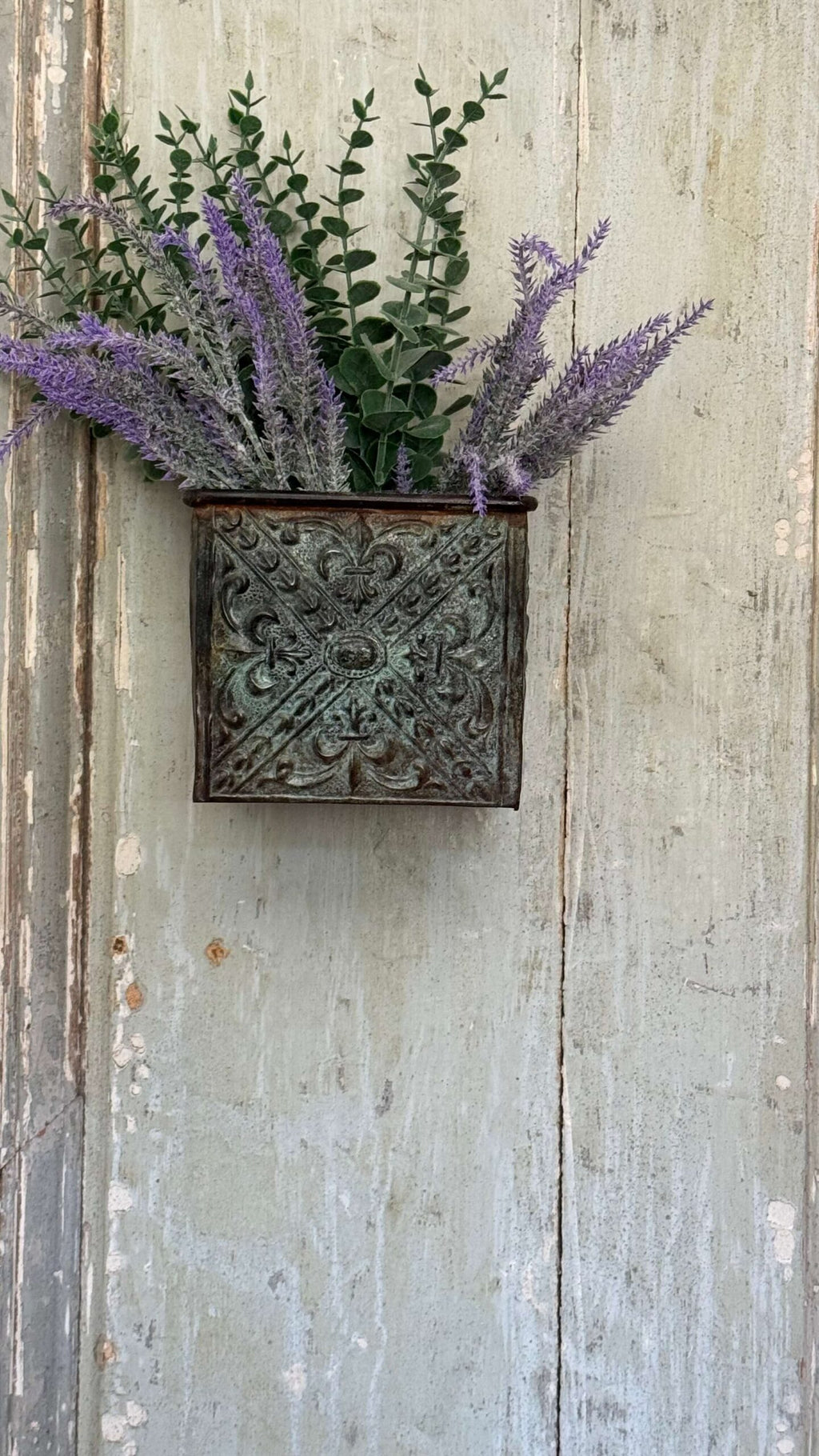 Antique French door with bronze planters – 19th century