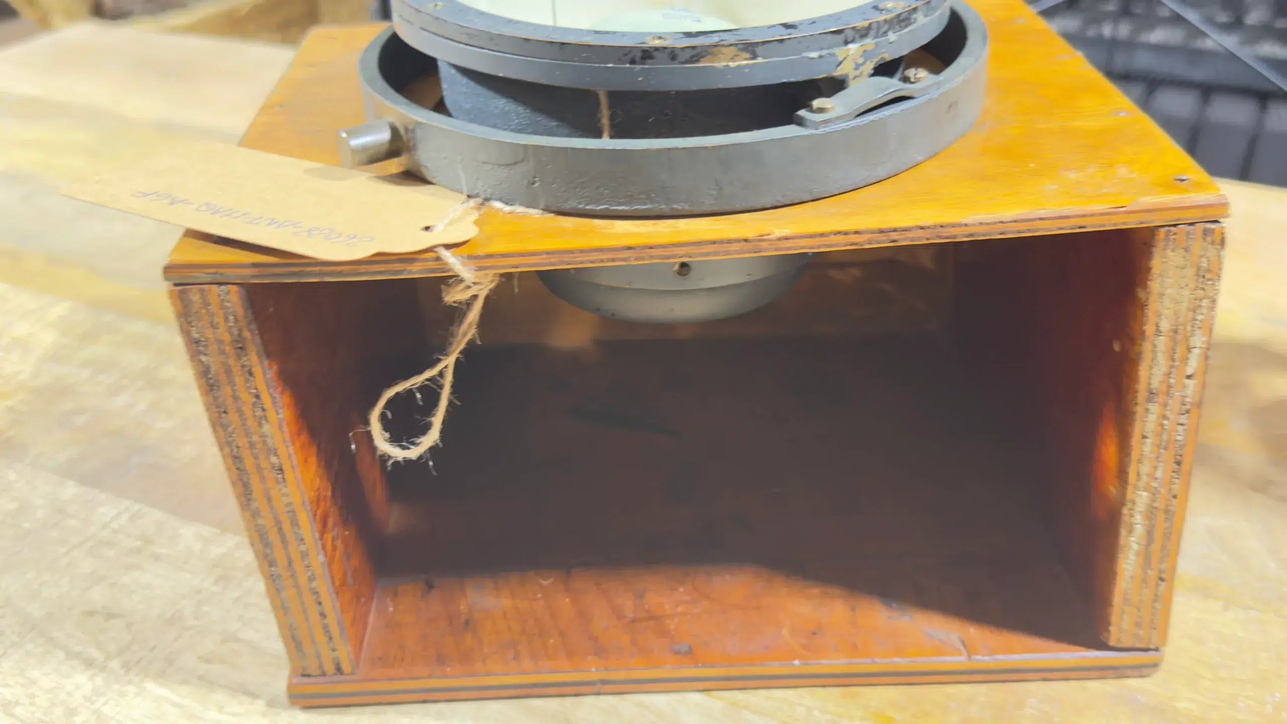 Antique Nautical Compass E.S. Ritchie & Sons Boston c.1900 - U.S. Navy Gimbaled Marine Compass with Wooden Base