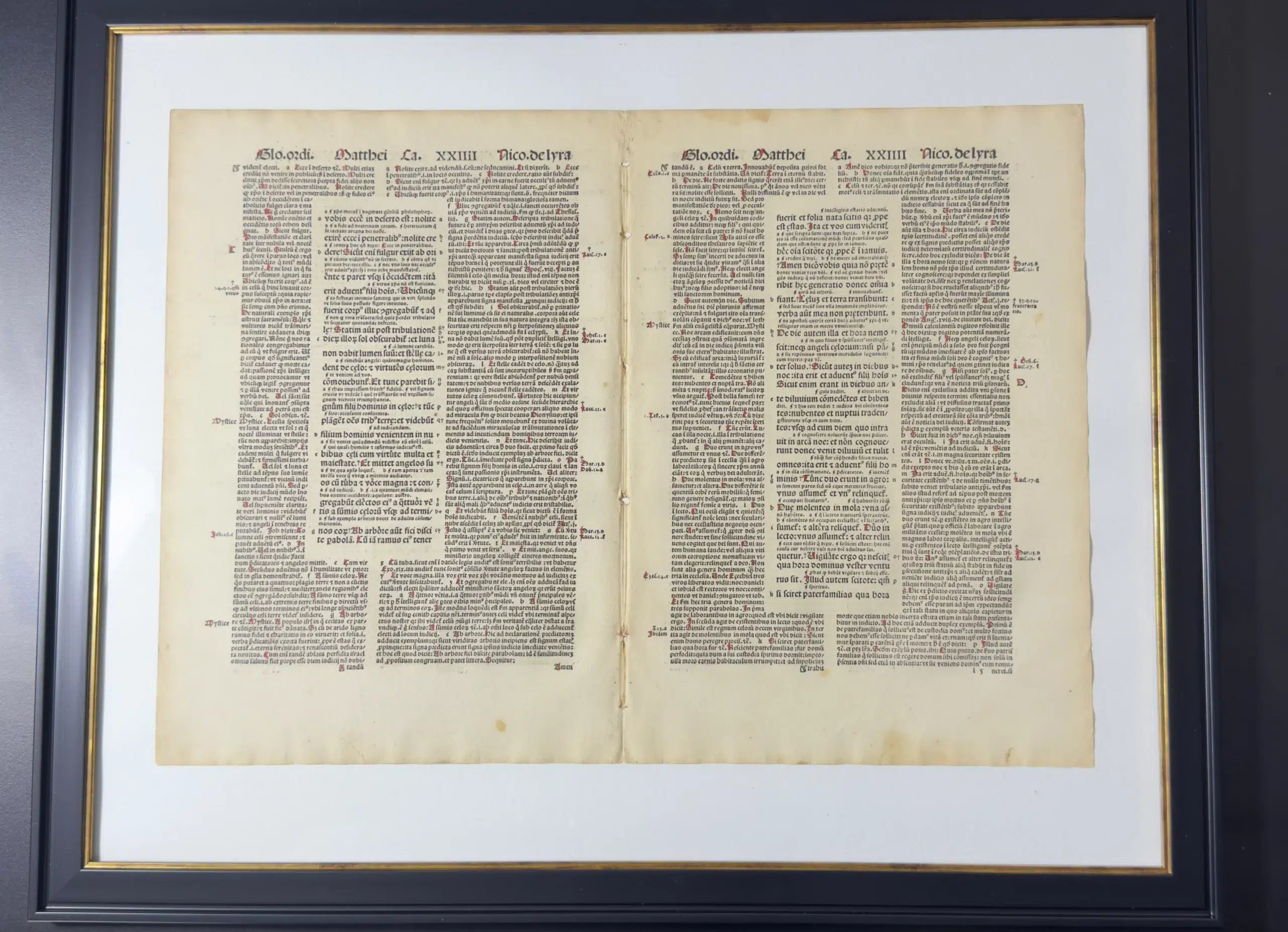 Hoja de Biblia Incunable de 1498 Nicolás de Lyra – Basilea Siglo XV