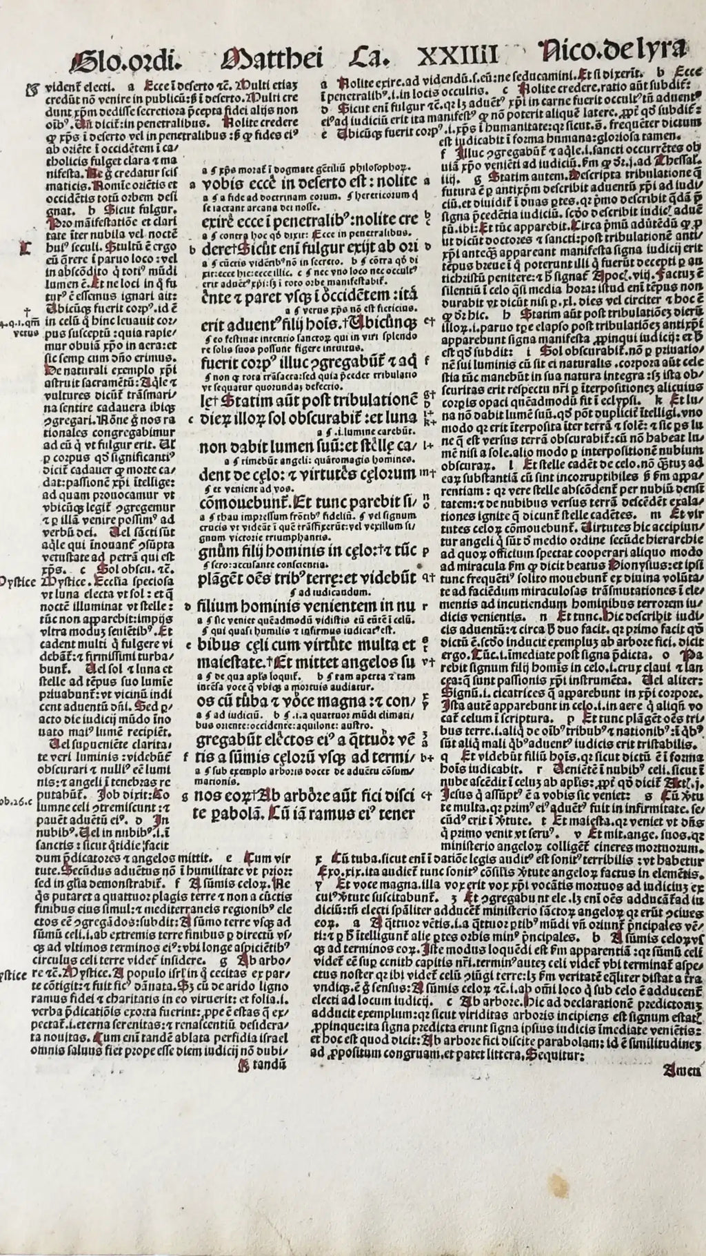 Incunabula Bible Leaf, 1498, Nicholas of Lyra – Basel, 15th Century
