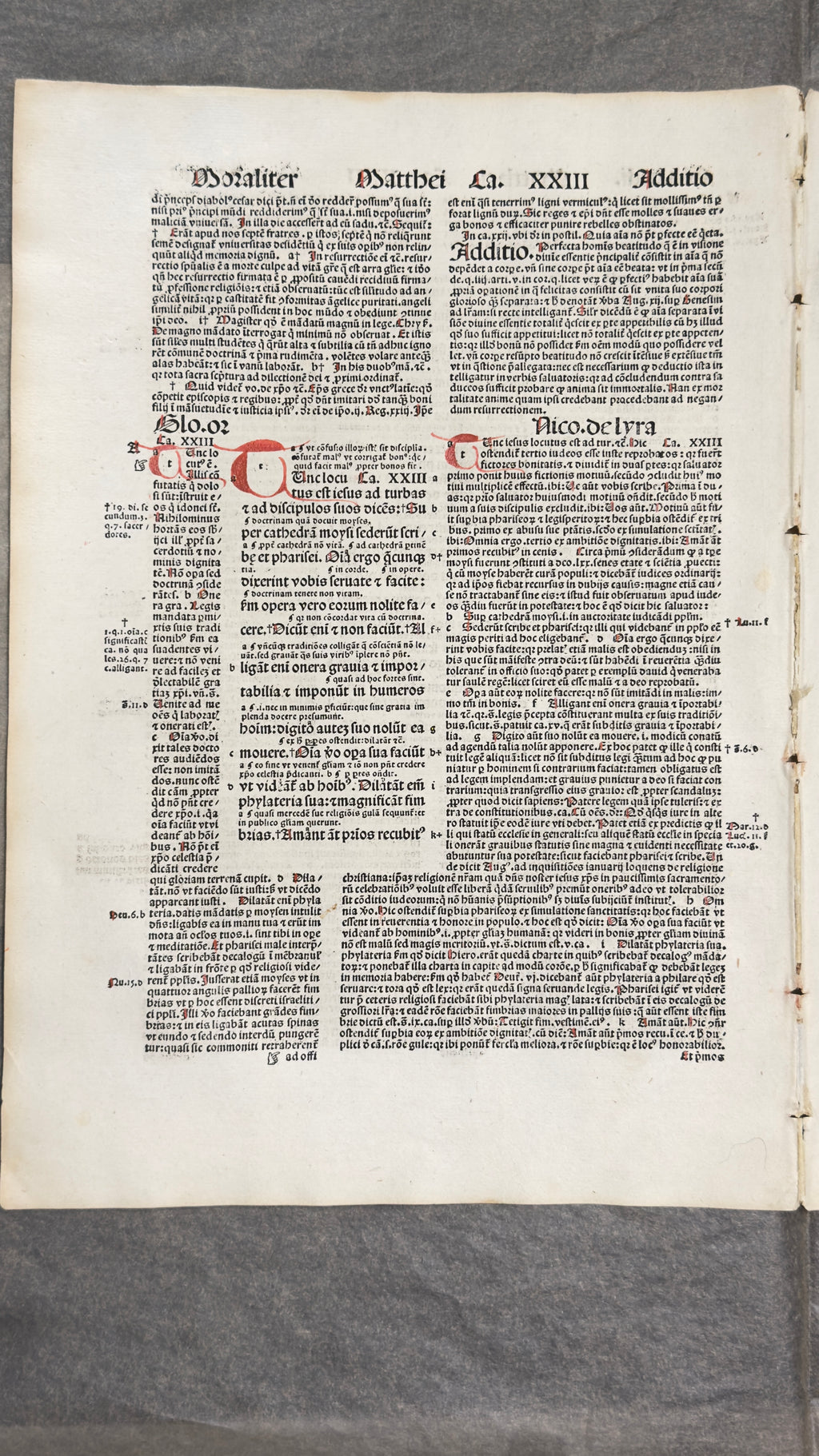 Hoja Incunable Biblia Latina 1498 – Nicolás de Lyra