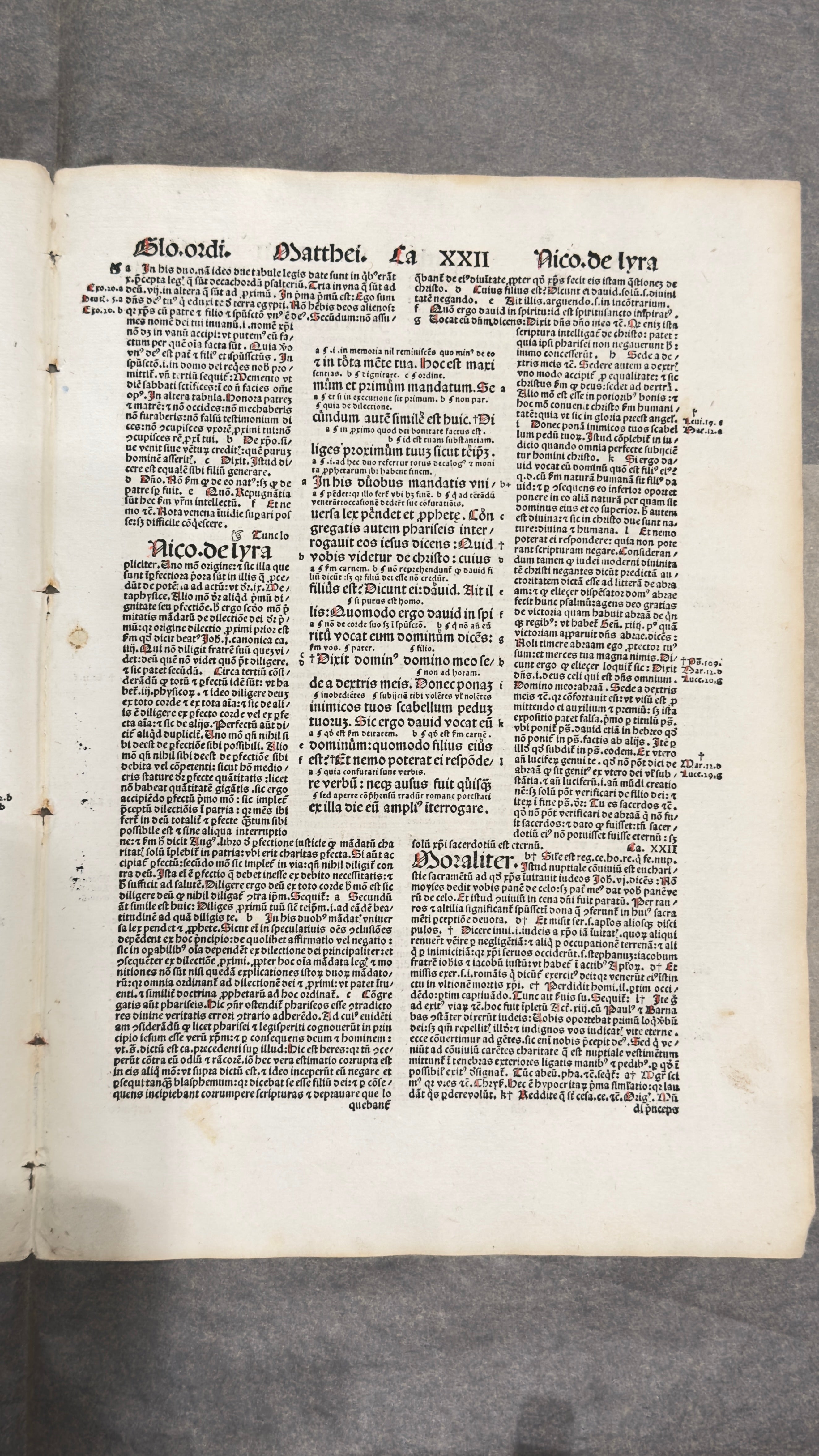 Hoja Incunable Biblia Latina 1498 – Nicolás de Lyra