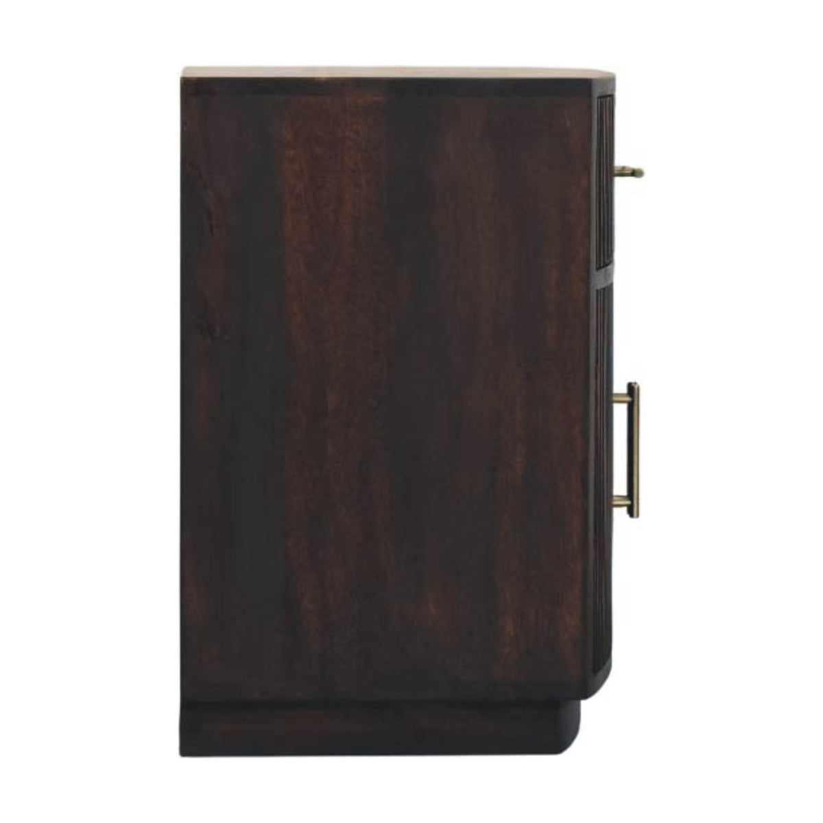 Mesita de noche Milan de madera maciza de mango – Diseño acanalado en moka