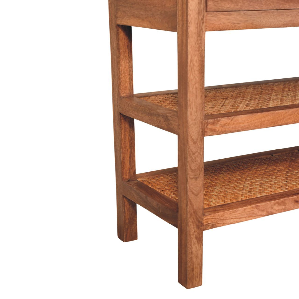 Consola de Madera de Mango y Ratán Saffron – 2 Cajones | Estilo Japandi y Boho