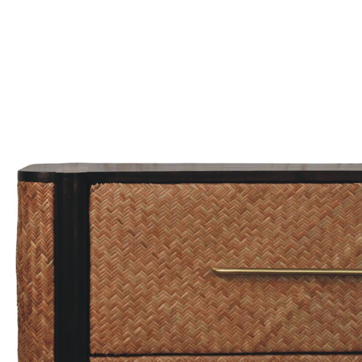 Cómoda Havana Weave de madera maciza de mango y ratán — 3 cajones