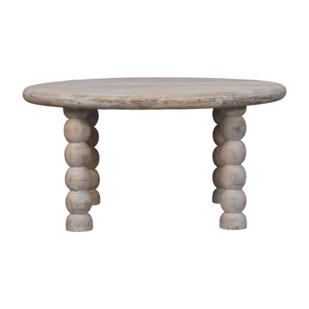 Mesa de centro Marcellus de madera maciza de mango – Patas torneadas y acabado roble salado