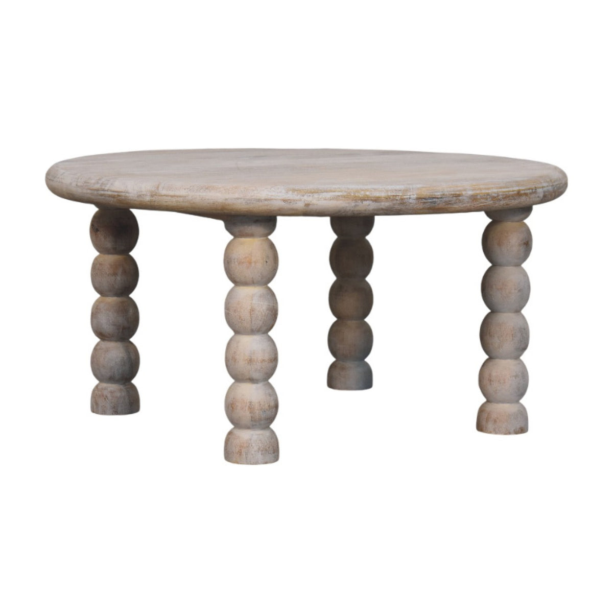 Mesa de centro Marcellus de madera maciza de mango – Patas torneadas y acabado roble salado