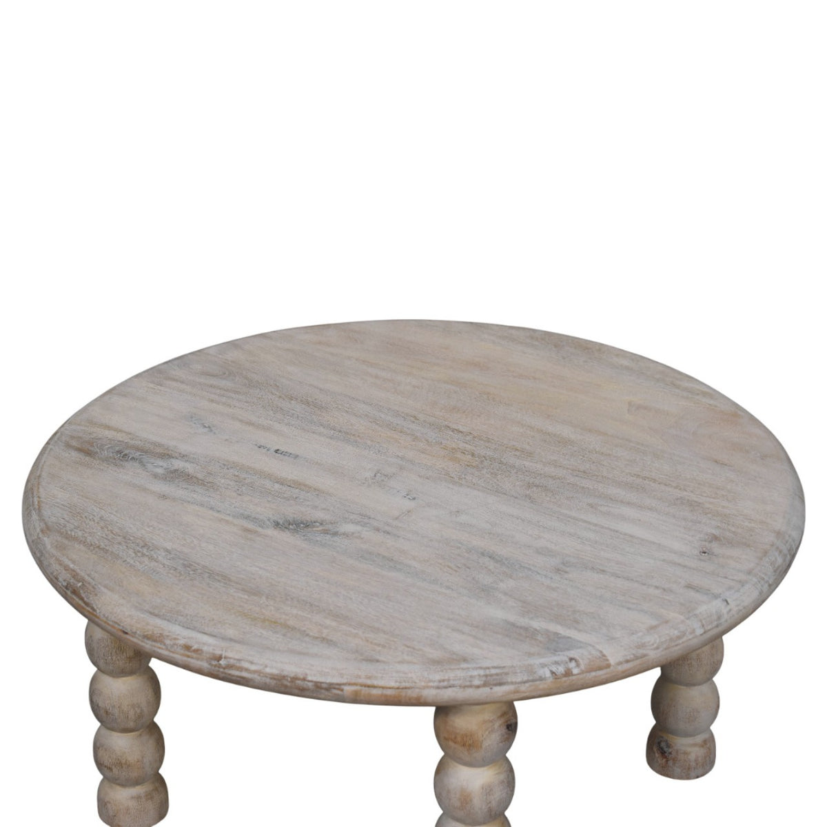 Mesa de centro Marcellus de madera maciza de mango – Patas torneadas y acabado roble salado