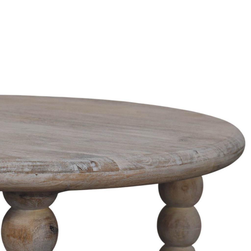 Mesa de centro Marcellus de madera maciza de mango – Patas torneadas y acabado roble salado