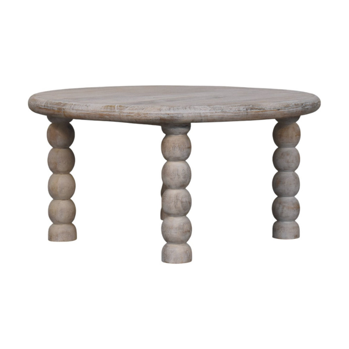 Mesa de centro Marcellus de madera maciza de mango – Patas torneadas y acabado roble salado